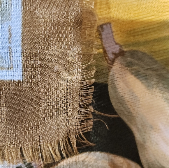 Vintage Italian Scarf | Harvest Print | Large Square Polyester Wrap - Picture 5 of 9